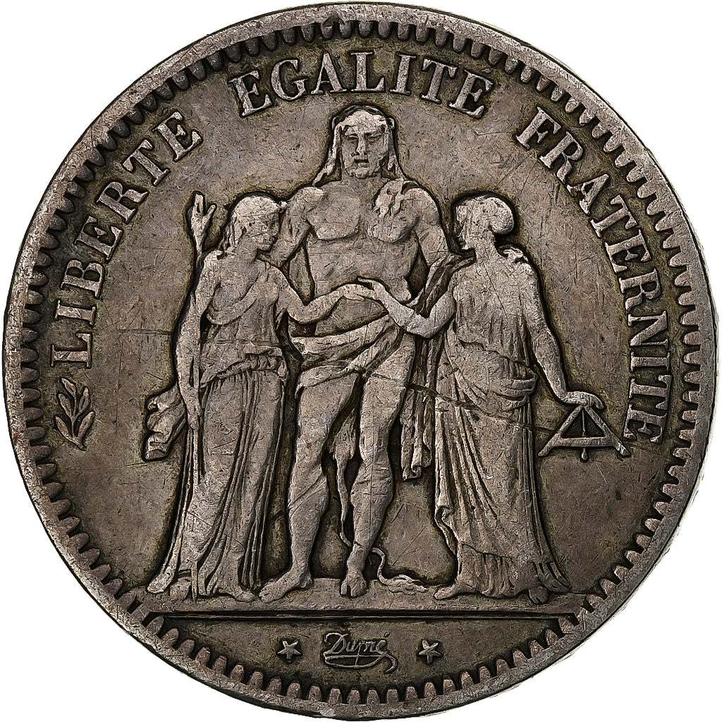 France, 5 Francs, Hercule, 1848, Strasbourg, Silver, VF(20-25), Gadoury:683