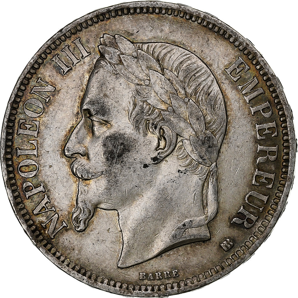 France, 5 Francs, Napoléon III, 1869, Strasbourg, Argent, TTB, Gadoury:739