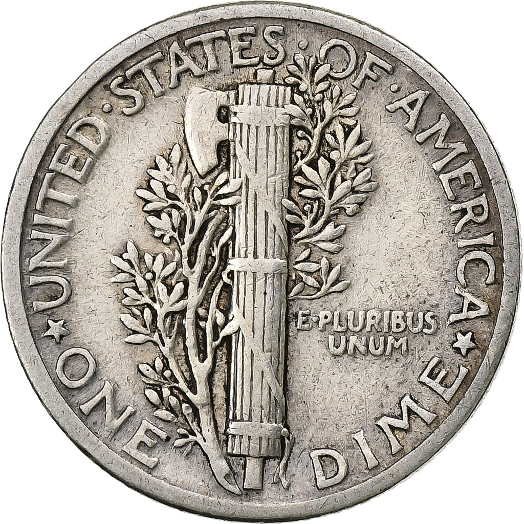Estados Unidos, Dime, Mercury, 1936, Philadelphia, Plata, BC+