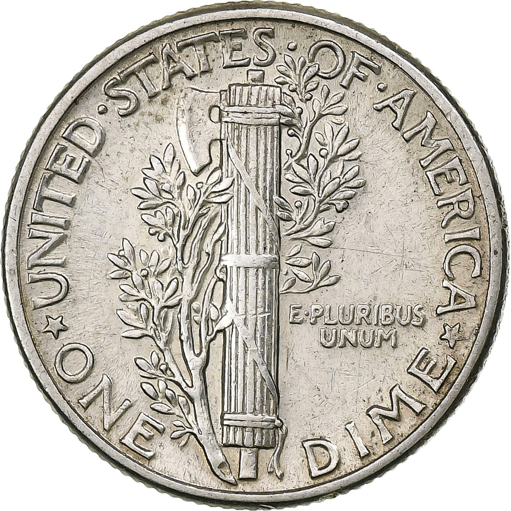 United States, Dime, Mercury, 1942, Philadelphia, Silver, AU(50-53), KM:140