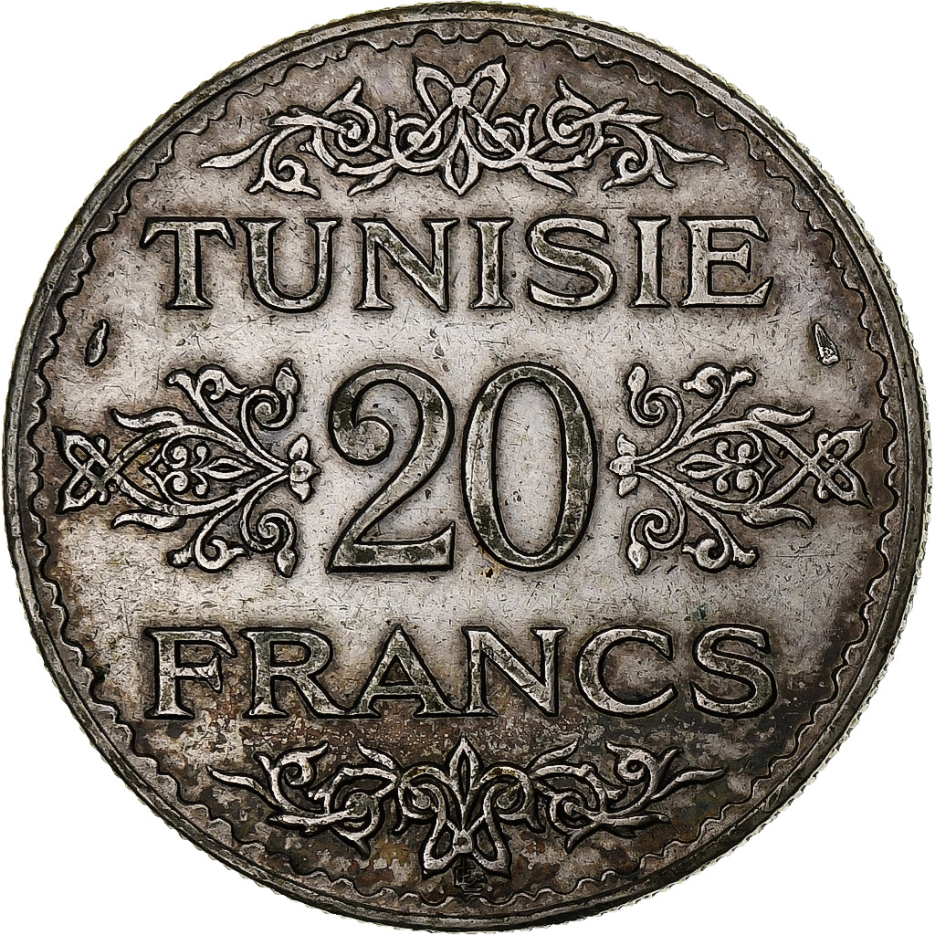 Tunisie, Ahmad Pasha Bey, 20 Francs, 1935/AH1353, Paris, Argent, TTB, KM:263