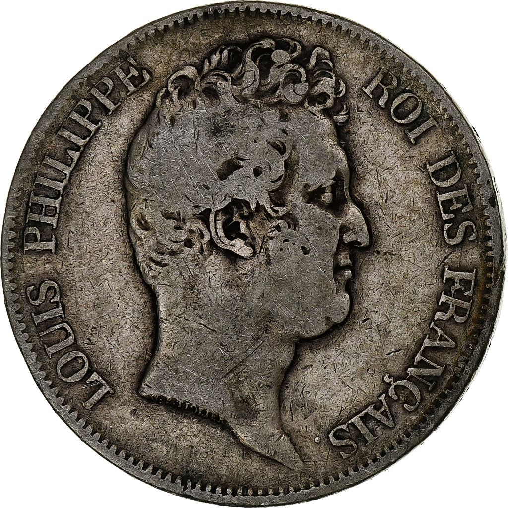 Francia, 5 Francs, Louis-Philippe, 1830, Rouen, Sans le I, Argento, MB, KM:735.2