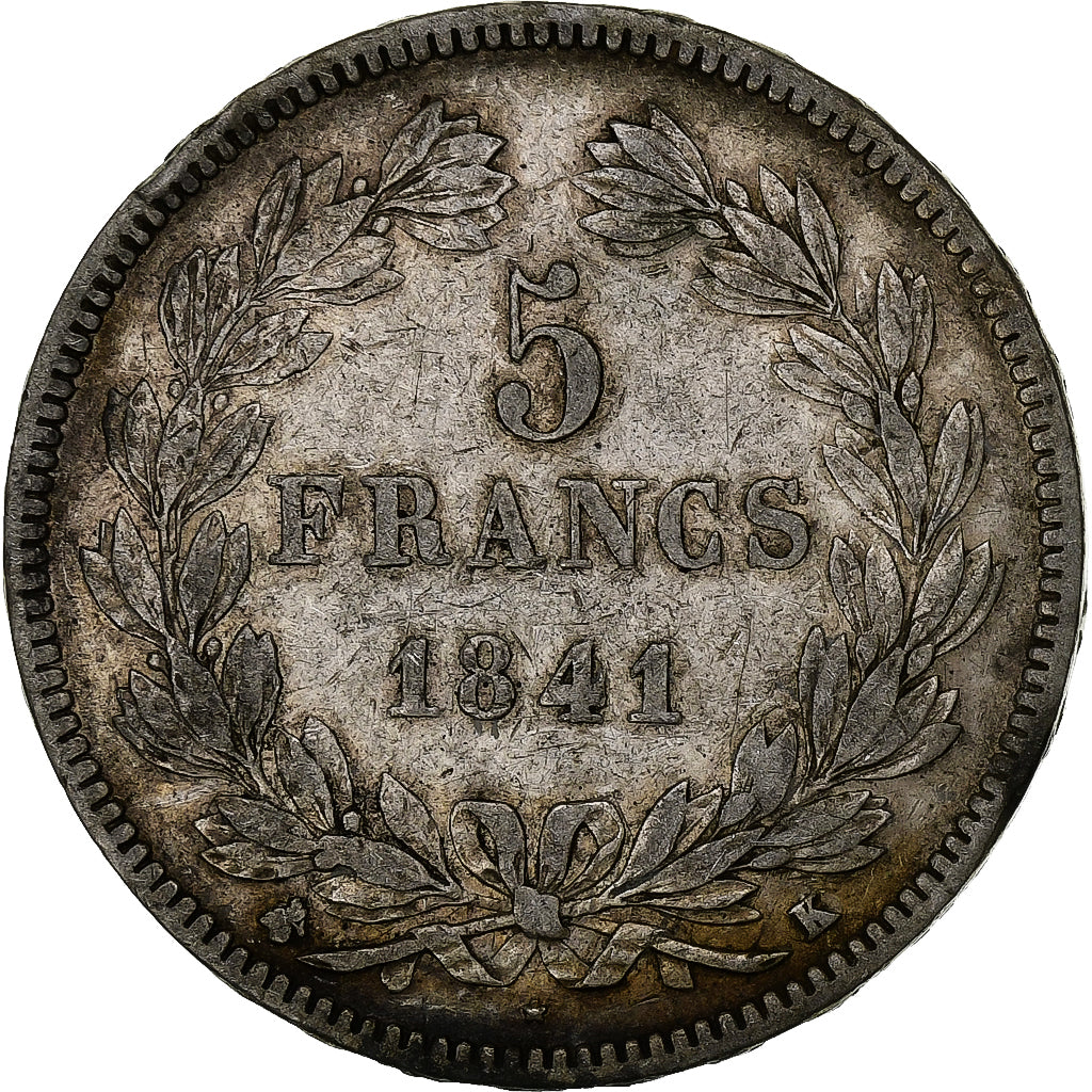 Francia, 5 Francs, Louis-Philippe, 1841, Bordeaux, Argento, MB+, Gadoury:678