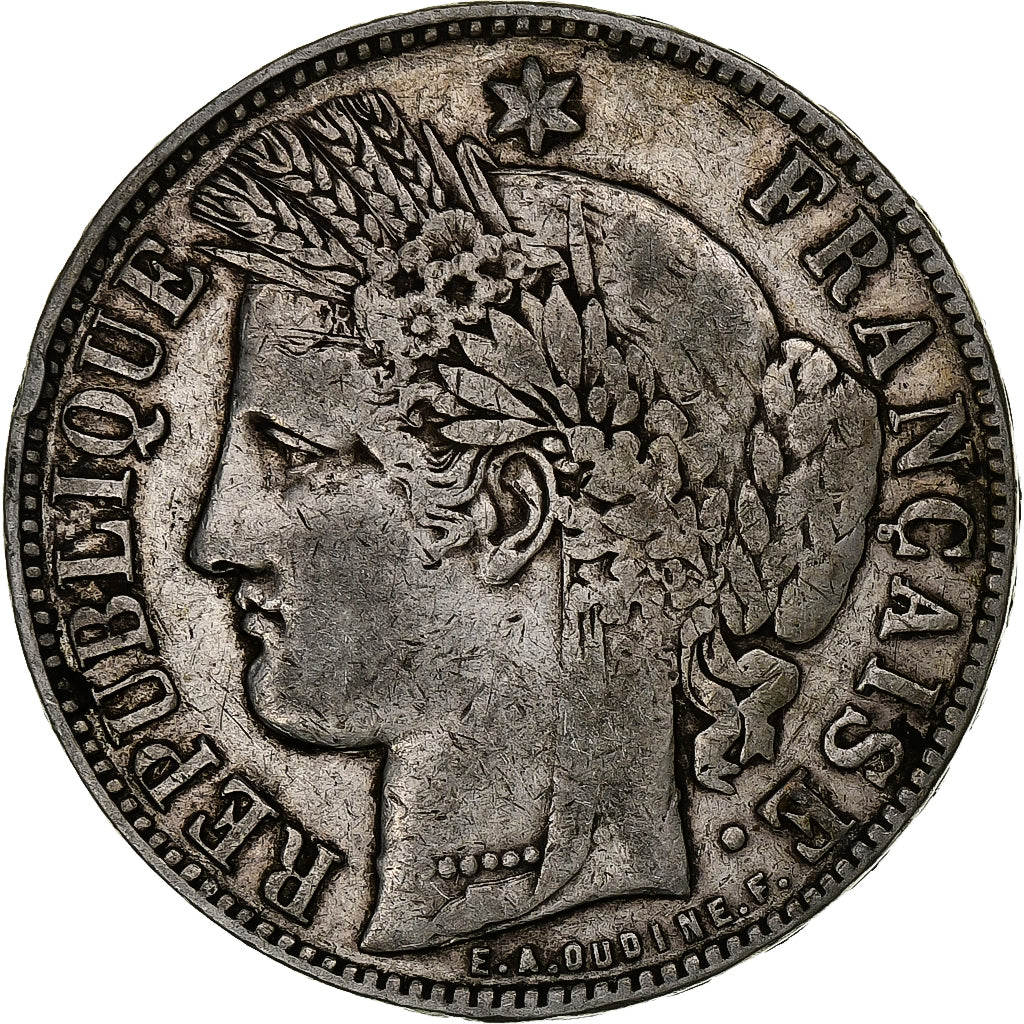 France, 5 Francs, Cérès, 1870, Bordeaux, Silver, VF(20-25), Gadoury:742