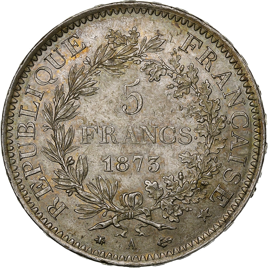 France, 5 Francs, Hercule, 1873, Paris, Silver, MS(60-62), Gadoury:745a