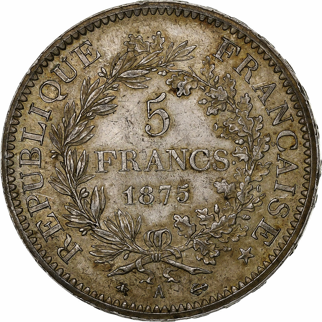 France, 5 Francs, Hercule, 1875, Paris, Silver, AU(50-53), Gadoury:745a