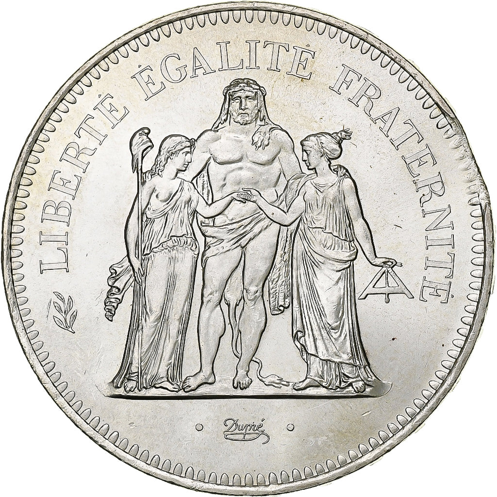 France, 50 Francs, Hercule, 1974, Paris, error clipped planchet, Argent, SPL