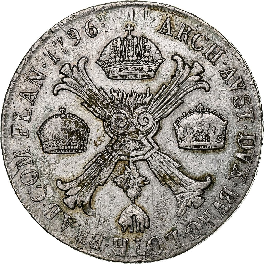 États italiens, MILAN, Franz II, Crocione, Kronenthaler, 1796, Milan, Argent