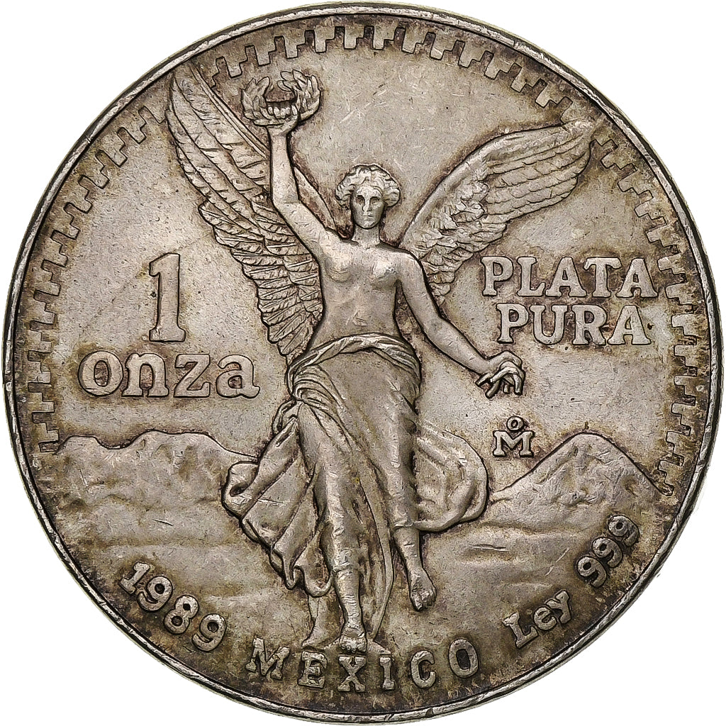 Mexico, Onza, Troy Ounce of Silver, 1989, Mexico City, Silver, MS(60-62)