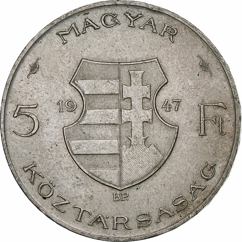 Hungary, 5 Forint, 1947, Budapest, Silver, EF(40-45), KM:534a