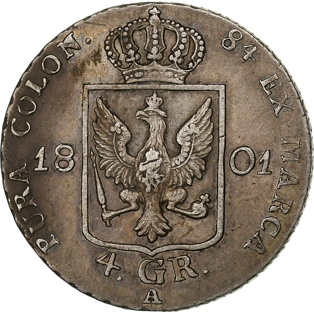 Landy niemieckie, PRUSSIA, Friedrich Wilhelm III, 4 Groschen, 1801, Berlin