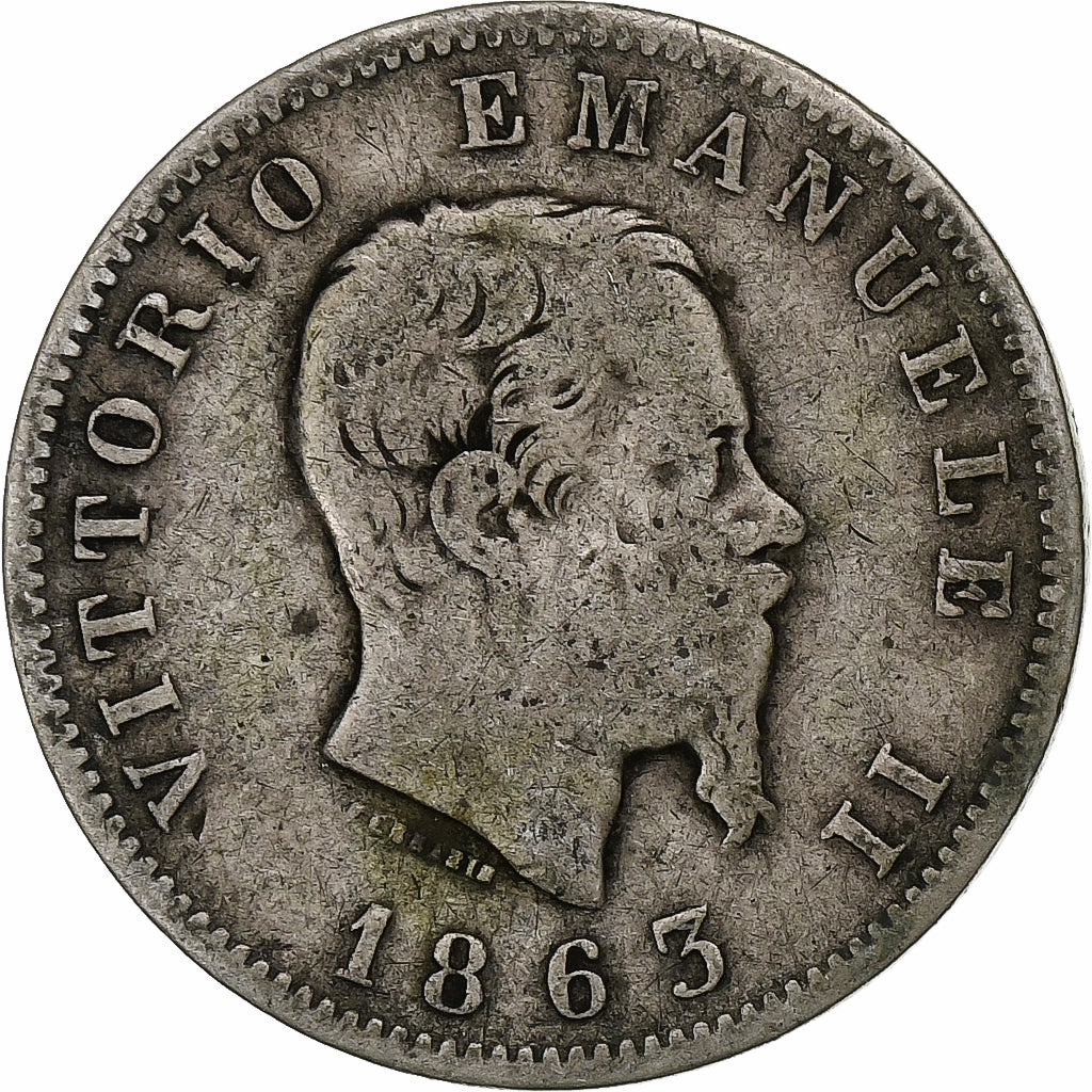 Italie, Vittorio Emanuele II, Lira, 1863, Milan, Argent, TB, KM:5a.1