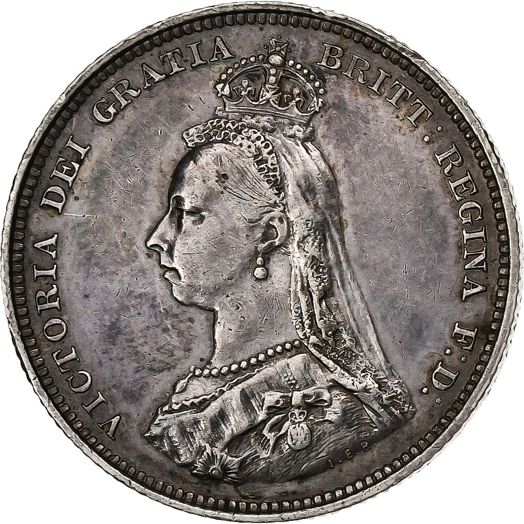 Great Britain, Victoria, Shilling, 1887, Silver, AU(55-58), KM:761
