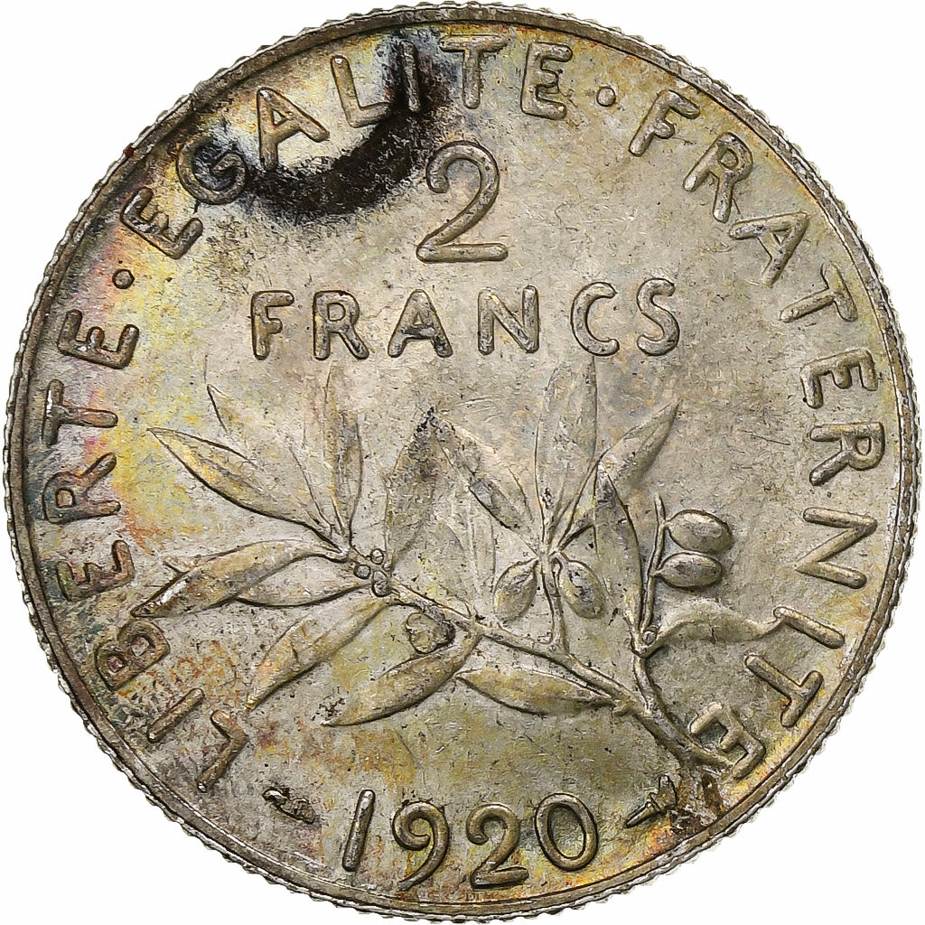 Francia, 2 Francs, Semeuse, 1920, Paris, Plata, MBC+, Gadoury:532, KM:845.1