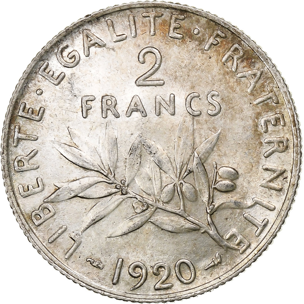 Frankreich, 2 Francs, Semeuse, 1920, Paris, Silber, VZ, Gadoury:532, KM:845.1