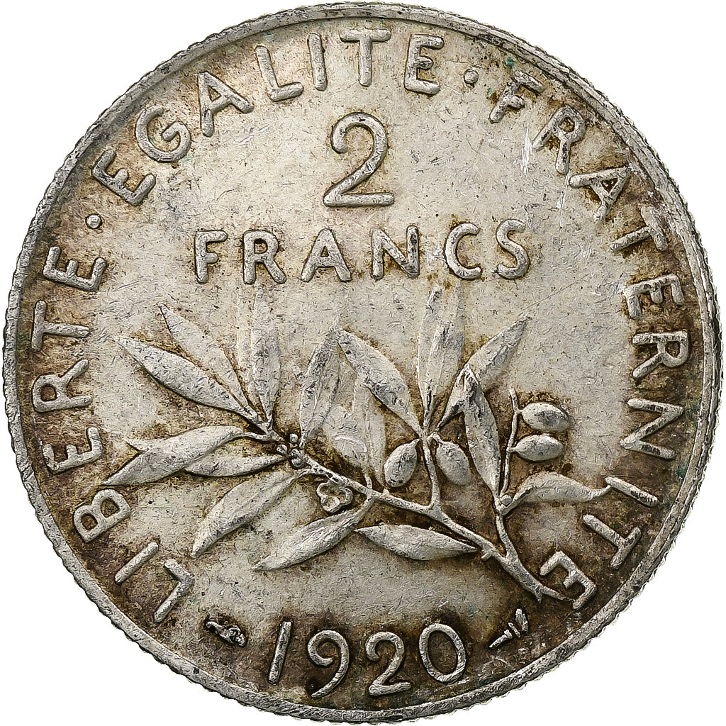 Frankreich, 2 Francs, Semeuse, 1920, Paris, Silber, VZ, Gadoury:532, KM:845.1