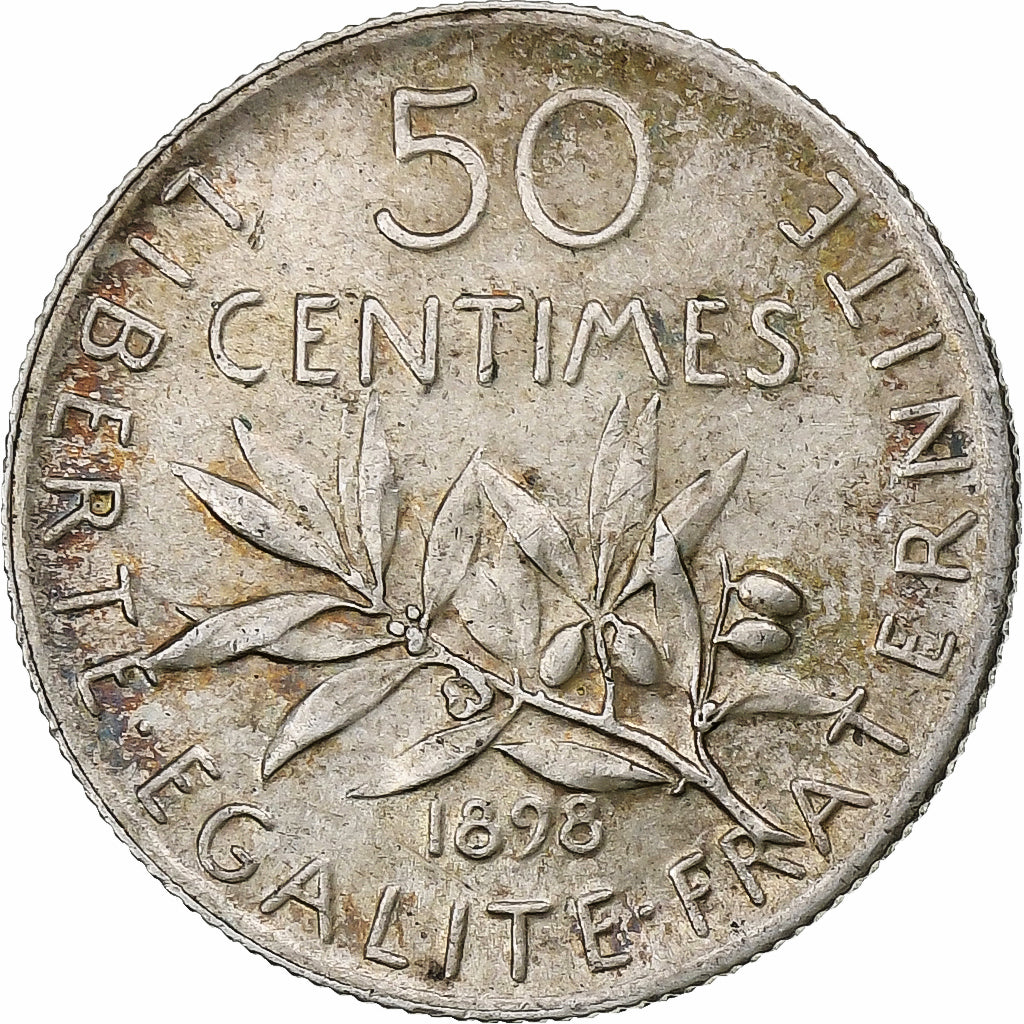 Frankrijk, 50 Centimes, Semeuse, 1898, Paris, Zilver, PR, Gadoury:420, KM:854