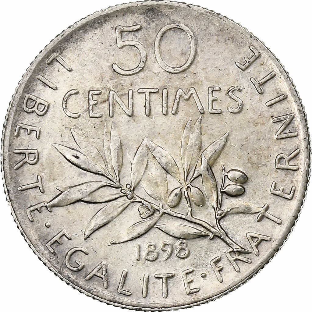 Frankreich, 50 Centimes, Semeuse, 1898, Paris, Silber, VZ, Gadoury:420, KM:854