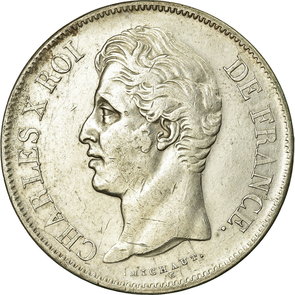 Coin, France, Charles X, 5 Francs, 1827, Lille, AU(50-53), Silver, Gadoury:644