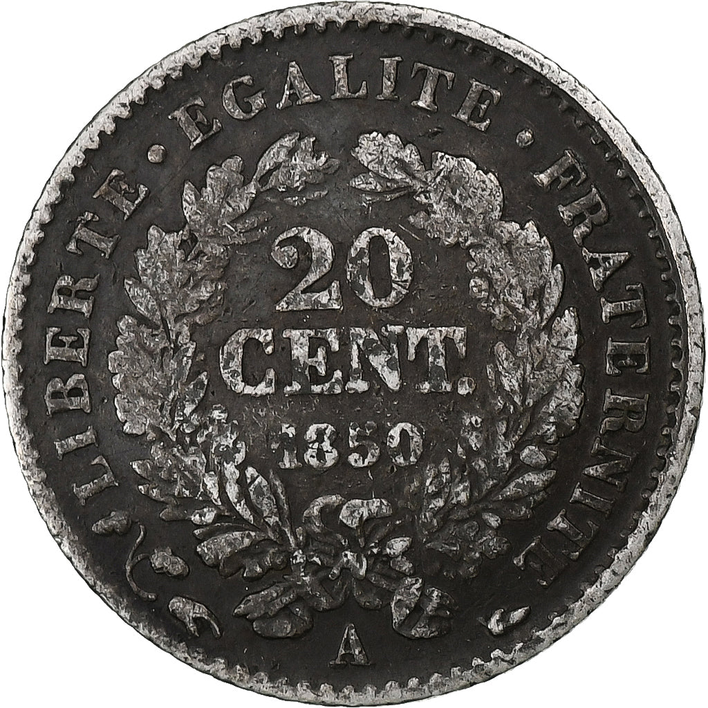 France, 20 Centimes, Cérès, 1850, Paris, Silver, VF(20-25), Gadoury:303