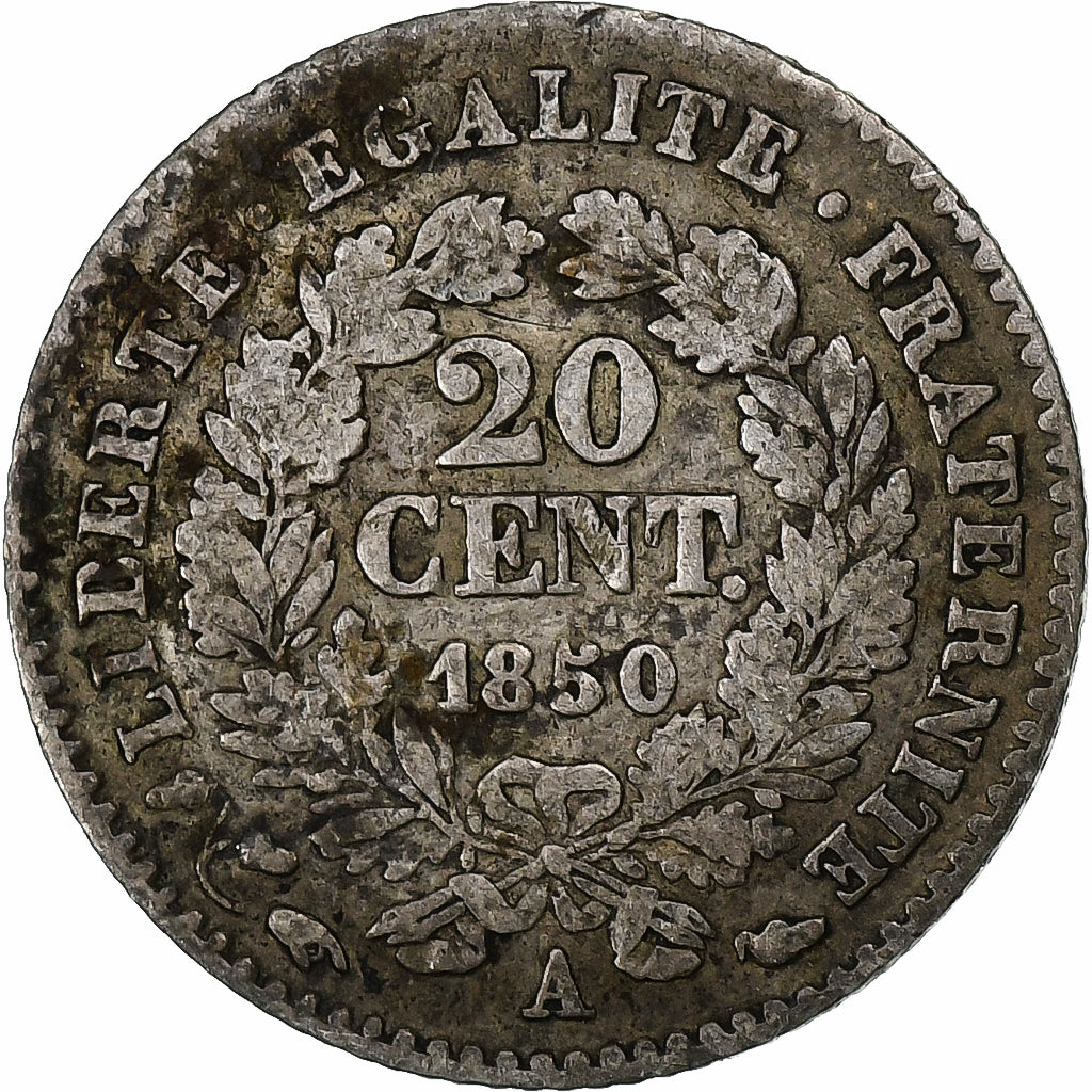 France, 20 Centimes, Cérès, 1850, Paris, Argent, TB+, Gadoury:303, KM:758.1