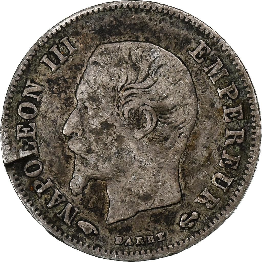 Francia, 20 Centimes, Napoléon III, 1860, Paris, Plata, BC, KM:778.1