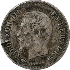 Francia, 20 Centimes, Napoléon III, 1860, Paris, Plata, BC, KM:778.1