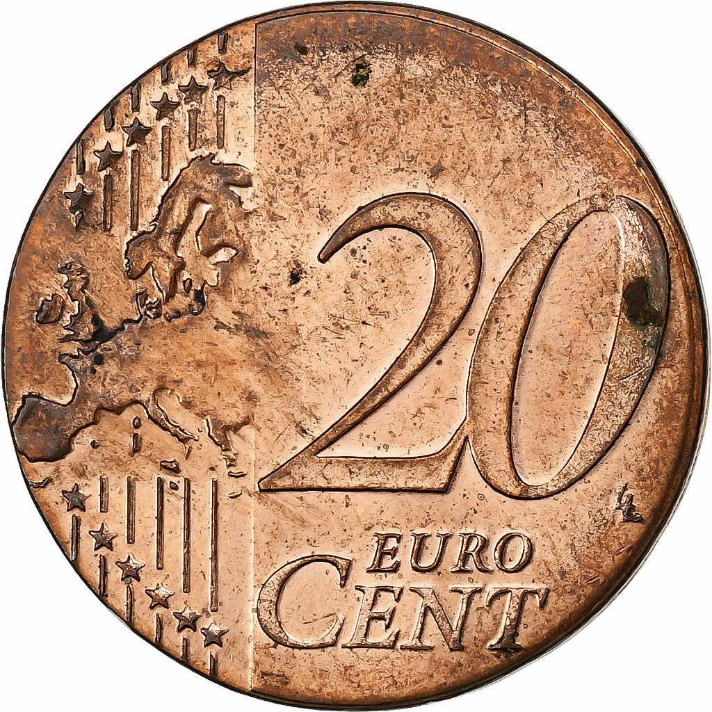 GERMANY - FEDERAL REPUBLIC, 20 Euro Cent, planchet error struck on 2 cent, 2016