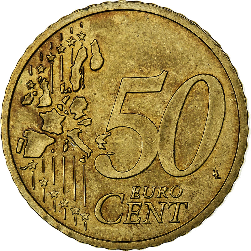European Union 50 Euro Cent error double reverse side Brass MS(63