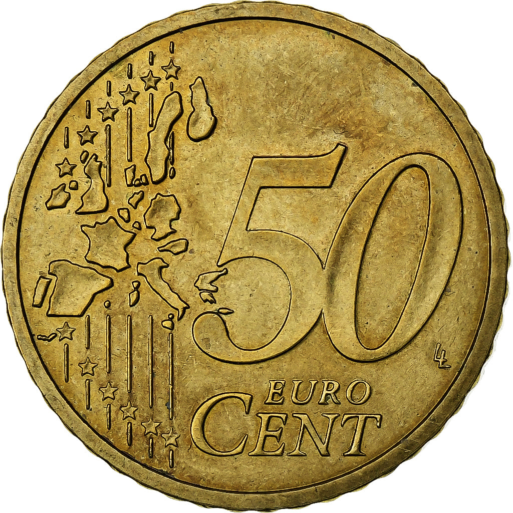 Unione Europea, 50 Euro Cent, error double reverse side, Ottone, SPL