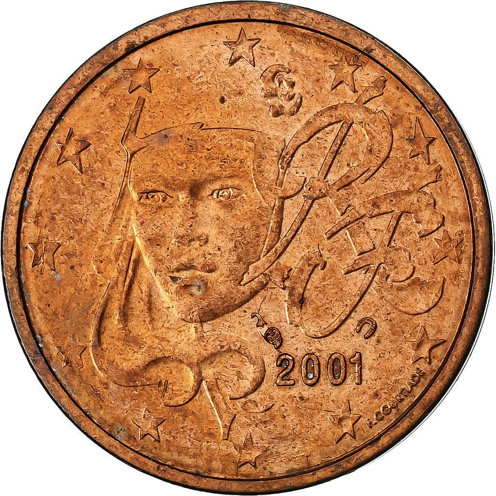 France, 2 Euro Cent, error mule / hybrid 2 cent Greece observe, 2001, Paris