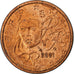 Francja, 2 Euro Cent, error mule / hybrid 2 cent Greece observe, 2001, Paris