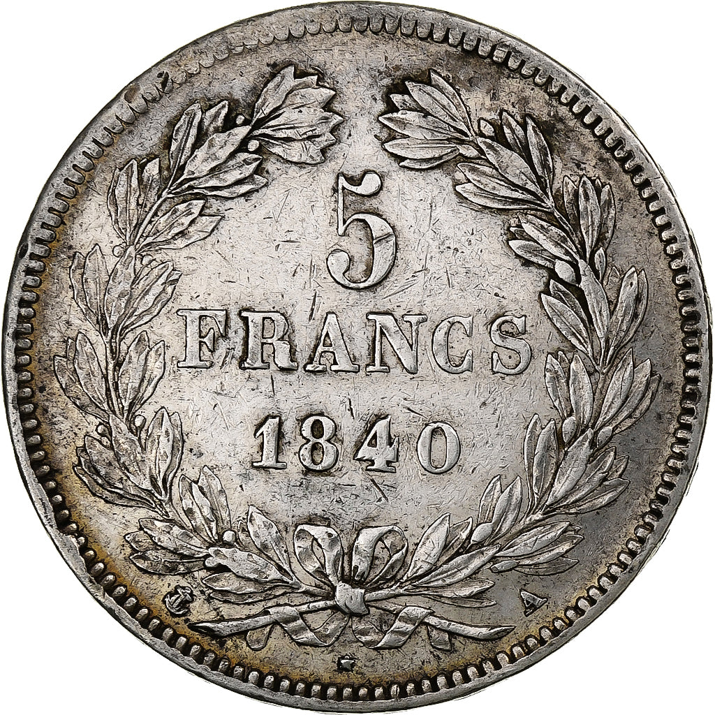 France, 5 Francs, Louis-Philippe, 1840, Paris, Silver, VF(30-35), Gadoury:678