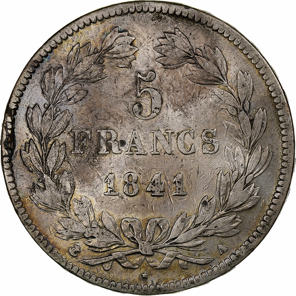 France, 5 Francs, Louis-Philippe, 1841, Paris, Silver, VF(20-25), Gadoury:678