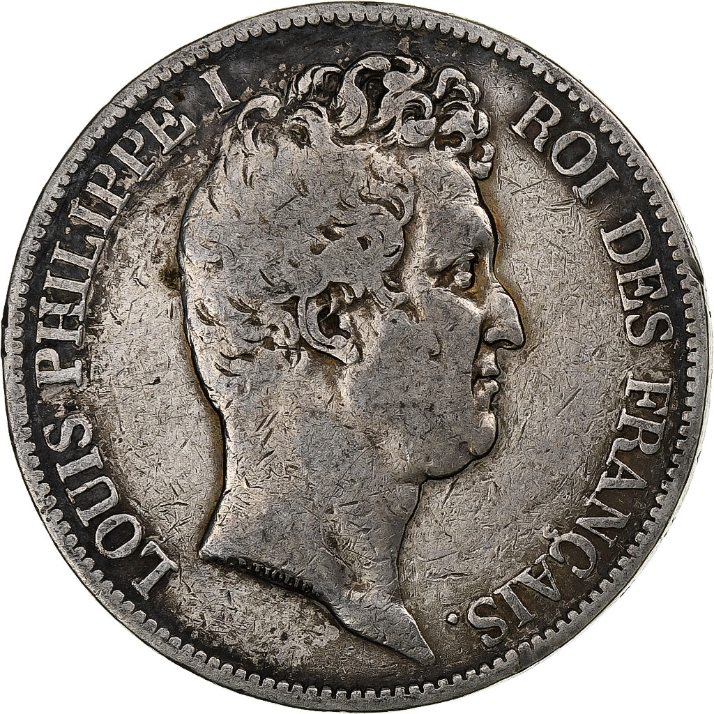 França, 5 Francs, Louis-Philippe, 1831, Lyon, Prata, F(12-15), Gadoury:676