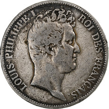 França, 5 Francs, Louis-Philippe, 1831, Lyon, Prata, F(12-15), Gadoury:676