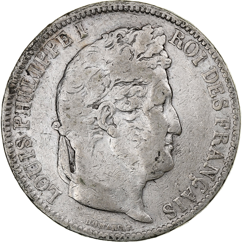 France, 5 Francs, Louis-Philippe, 1831, Lyon, Silver, VF(20-25), Gadoury:677a