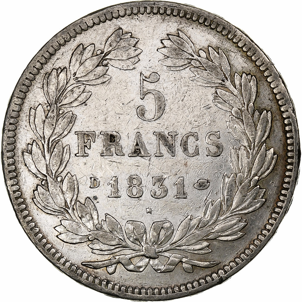 France, 5 Francs, Louis-Philippe, 1831, Lyon, Silver, VF(20-25), Gadoury:677a