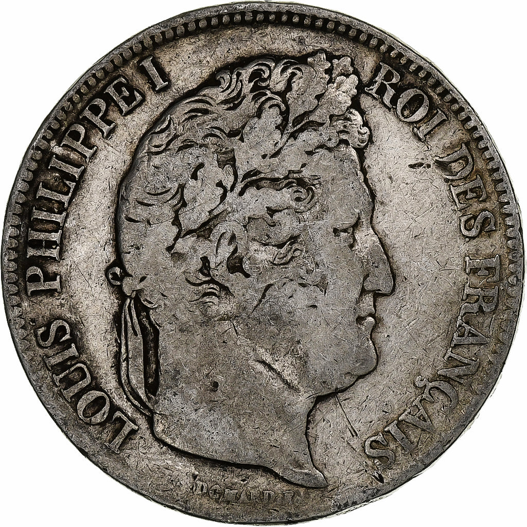 França, 5 Francs, Louis-Philippe, 1832, Lyon, Prata, F(12-15), Gadoury:678