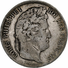 França, 5 Francs, Louis-Philippe, 1832, Lyon, Prata, F(12-15), Gadoury:678