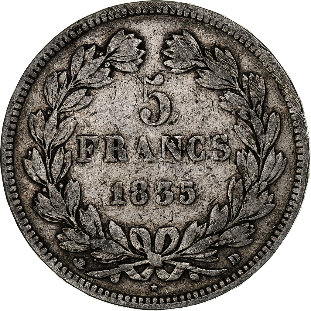 Frankrijk, 5 Francs, Louis-Philippe, 1835, Lyon, Zilver, ZG+, Gadoury:678