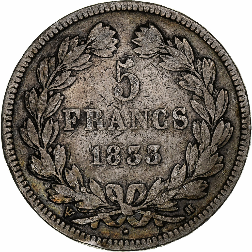 France, 5 Francs, Louis-Philippe, 1833, La Rochelle, Silver, VF(20-25)