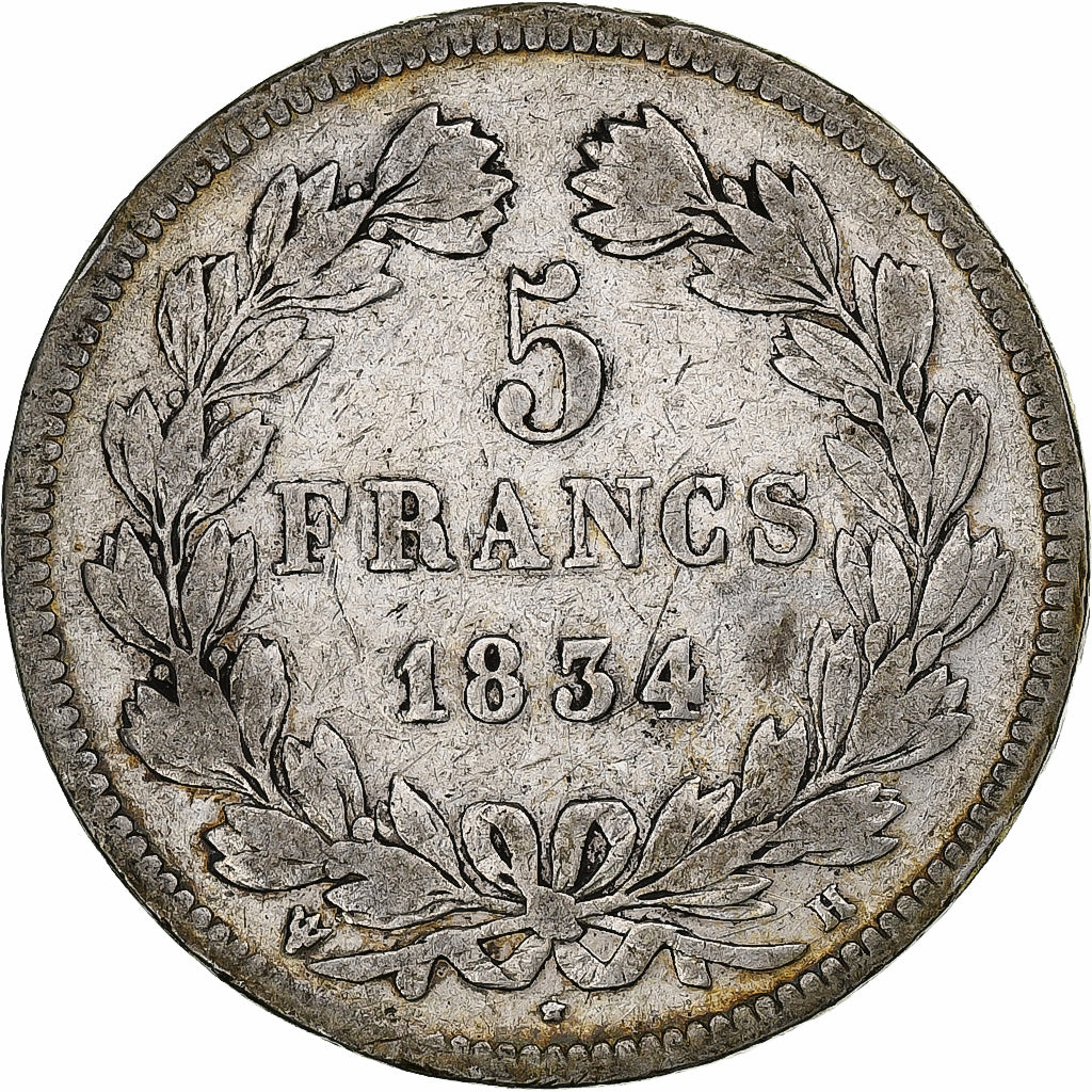 Frankrijk, 5 Francs, Louis-Philippe, 1834, La Rochelle, Zilver, ZG+
