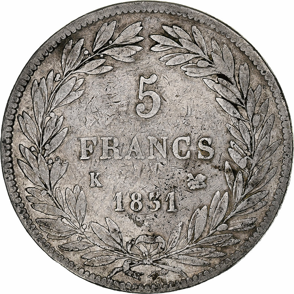 France, 5 Francs, Louis-Philippe, 1831, Bordeaux, Argent, TB, Gadoury:676