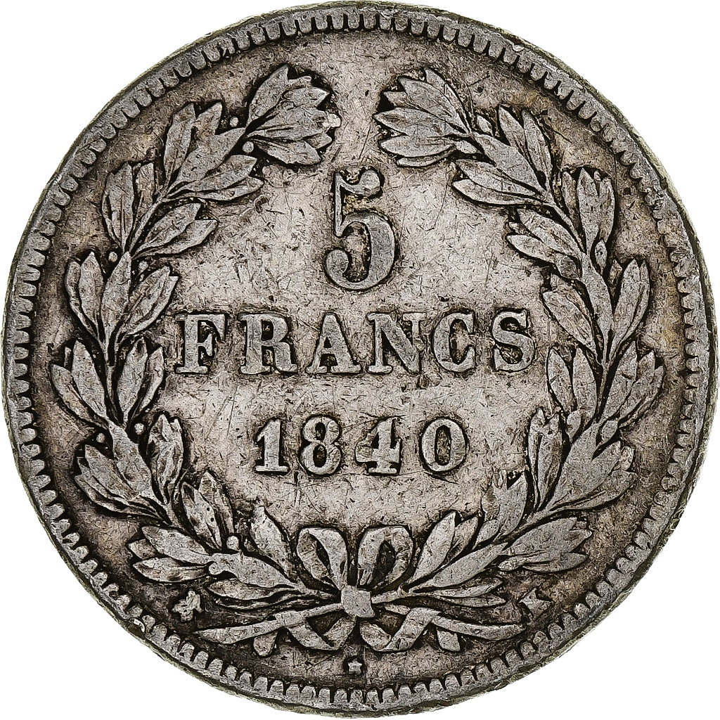 France, 5 Francs, Louis-Philippe, 1840, Bordeaux, Silver, F(12-15), Gadoury:678
