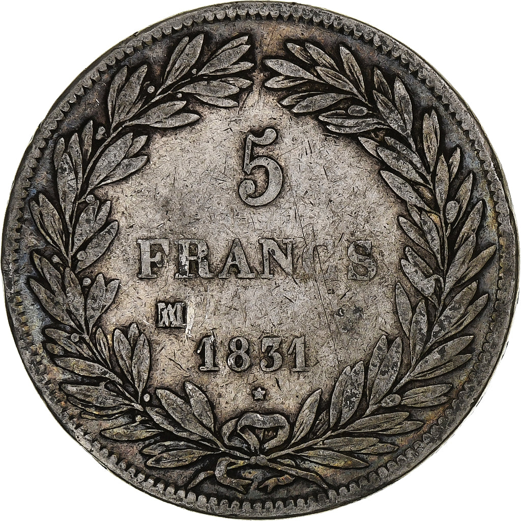 France, Louis-Philippe, 5 Francs, 1831, Marseille, Argent, TB, Gadoury:676