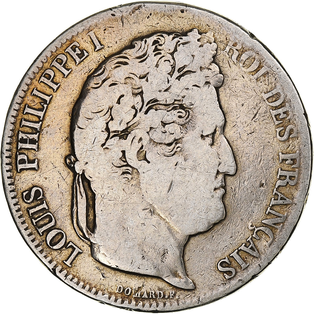 France, 5 Francs, Louis-Philippe, 1833, Marseille, Silver, F(12-15)