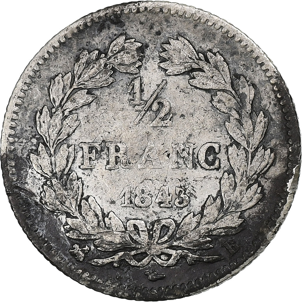 France, 1/2 Franc, Louis-Philippe, 1843, Rouen, Argent, TB, KM:741.2