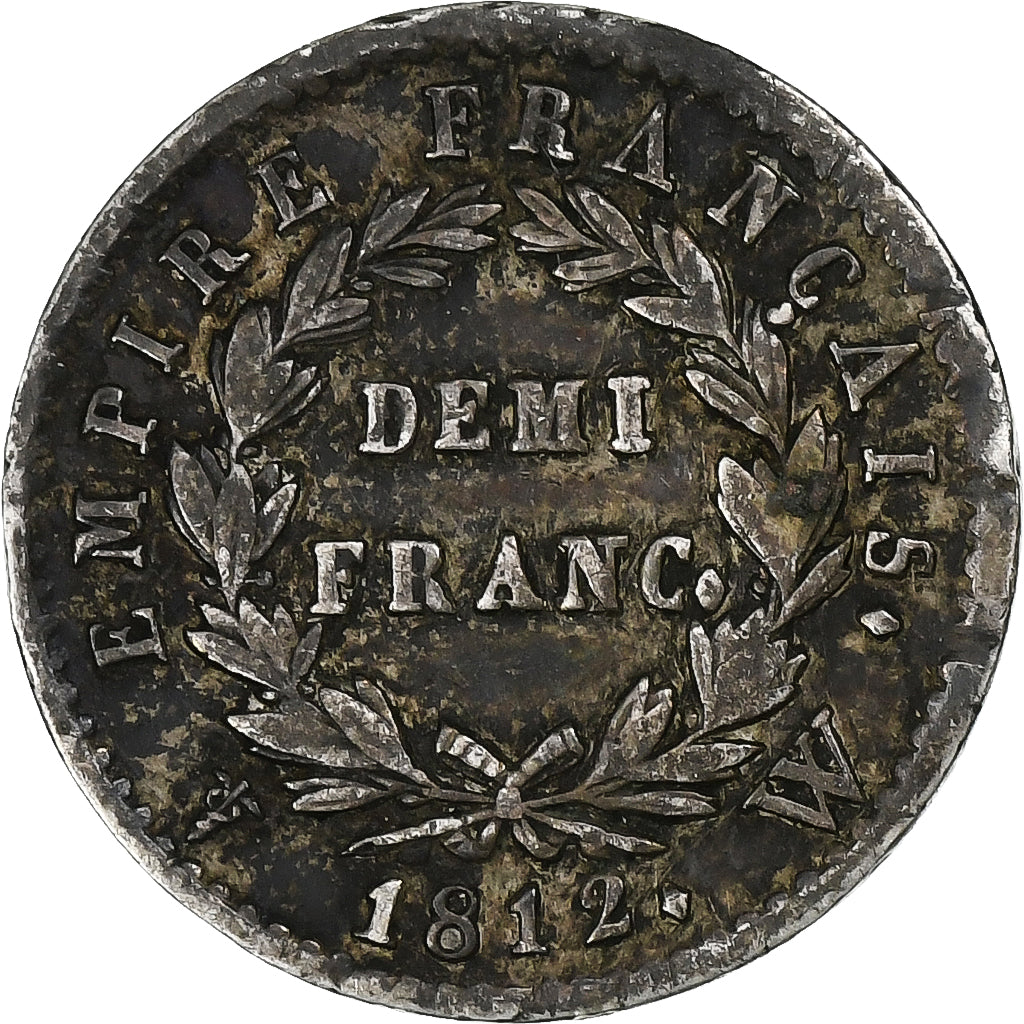 France, 1/2 Franc, Napoléon I, 1812, Lille, Silver, EF(40-45), Gadoury:399