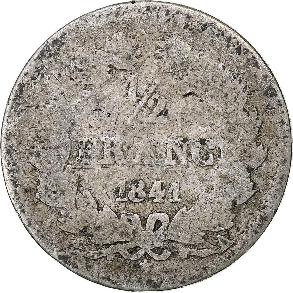 Francja, 1/2 Franc, Louis-Philippe, 1841, Paris, Srebro, G(4-6), Gadoury:408